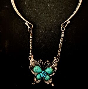 Turquoise Butterfly Pendant Necklace Choker